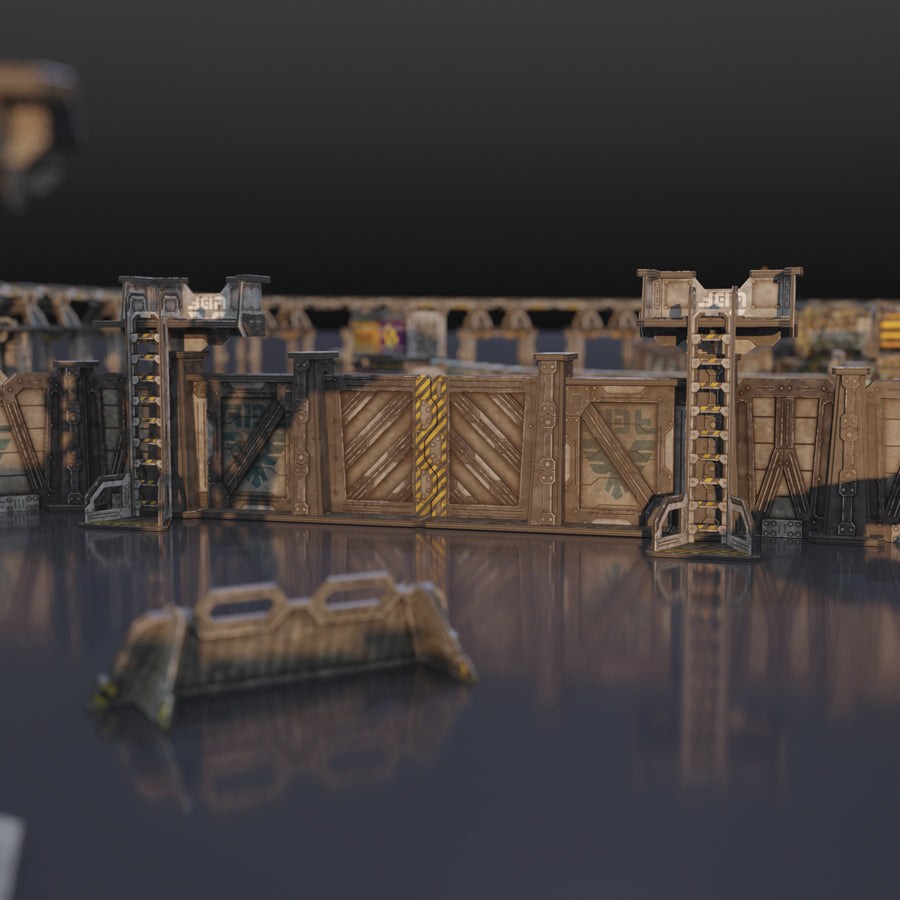 TinkerTurf Sci-Fi Terrain: Perimeter Gate Set - Modular Guard Towers, Easy Assembly, Full Color